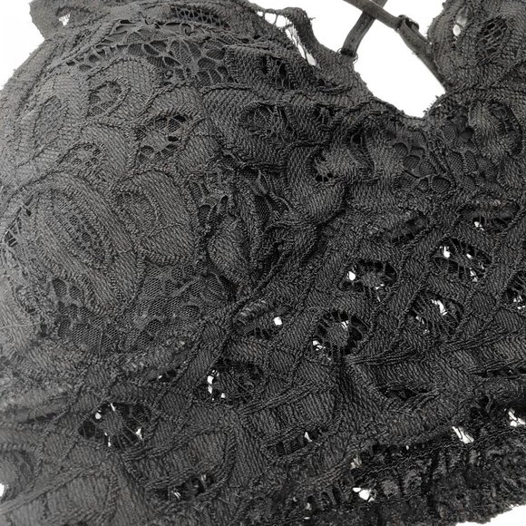 Black Crochet Lace Long Line Bralette - Picture 10 of 12